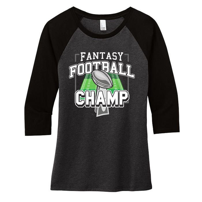 Funny Fantasy Football Champ Tee Fantasy Football Winner Women's Tri-Blend 3/4-Sleeve Raglan Shirt