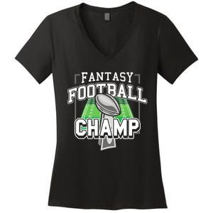 Funny Fantasy Football Champ Tee Fantasy Football Winner Women's V-Neck T-Shirt