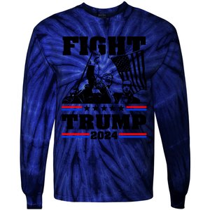 Fight Fight Fight Trump 2024 Tie-Dye Long Sleeve Shirt