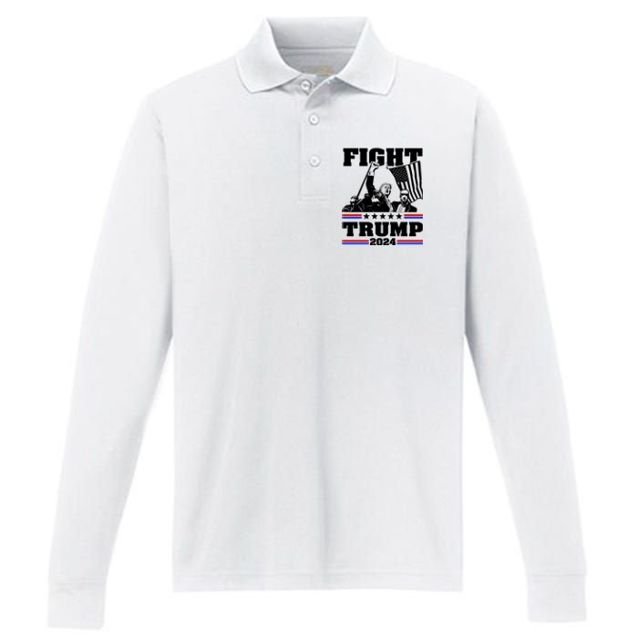 Fight Fight Fight Trump 2024 Performance Long Sleeve Polo