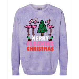 Festive Flamingo Flock Hilarious Christmas Celebration Colorblast Crewneck Sweatshirt