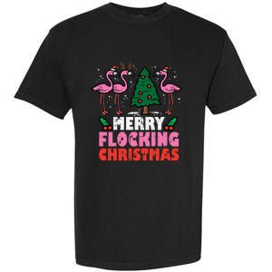 Festive Flamingo Flock Hilarious Christmas Celebration Garment-Dyed Heavyweight T-Shirt