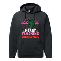 Festive Flamingo Flock Hilarious Christmas Celebration Performance Fleece Hoodie