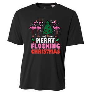 Festive Flamingo Flock Hilarious Christmas Celebration Cooling Performance Crew T-Shirt