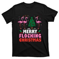 Festive Flamingo Flock Hilarious Christmas Celebration T-Shirt