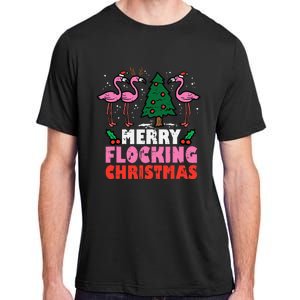 Festive Flamingo Flock Hilarious Christmas Celebration Adult ChromaSoft Performance T-Shirt