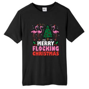 Festive Flamingo Flock Hilarious Christmas Celebration Tall Fusion ChromaSoft Performance T-Shirt