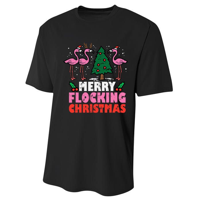 Festive Flamingo Flock Hilarious Christmas Celebration Performance Sprint T-Shirt