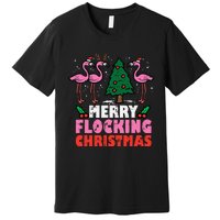 Festive Flamingo Flock Hilarious Christmas Celebration Premium T-Shirt