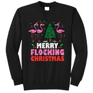 Festive Flamingo Flock Hilarious Christmas Celebration Tall Sweatshirt