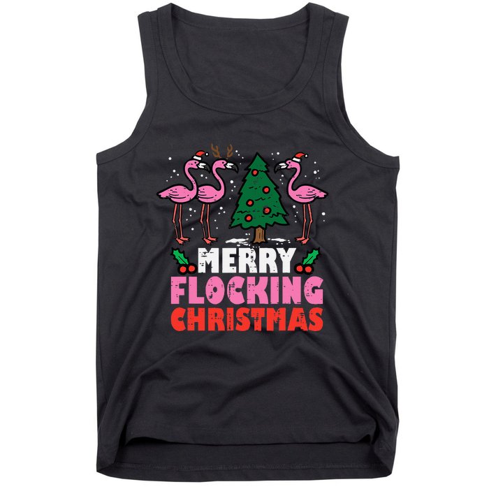 Festive Flamingo Flock Hilarious Christmas Celebration Tank Top