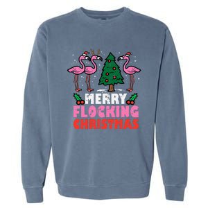 Festive Flamingo Flock Hilarious Christmas Celebration Garment-Dyed Sweatshirt