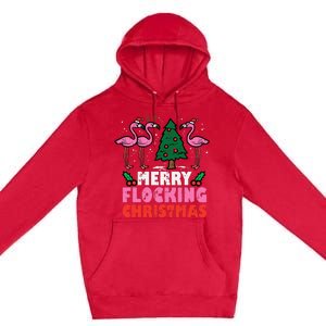 Festive Flamingo Flock Hilarious Christmas Celebration Premium Pullover Hoodie