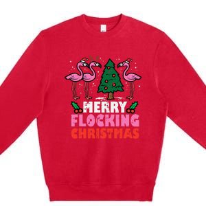 Festive Flamingo Flock Hilarious Christmas Celebration Premium Crewneck Sweatshirt