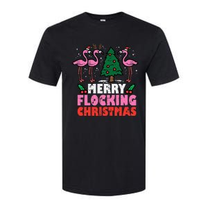 Festive Flamingo Flock Hilarious Christmas Celebration Softstyle CVC T-Shirt