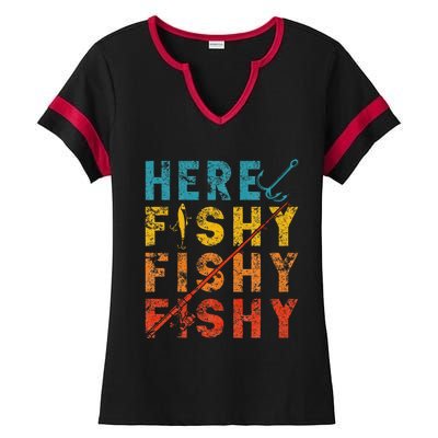 Fisher Fish Fishermen Bait Fishing Rod Ladies Halftime Notch Neck Tee