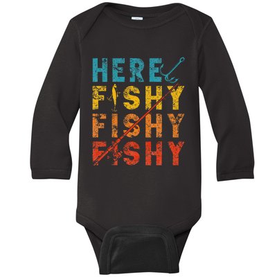 Fisher Fish Fishermen Bait Fishing Rod Baby Long Sleeve Bodysuit