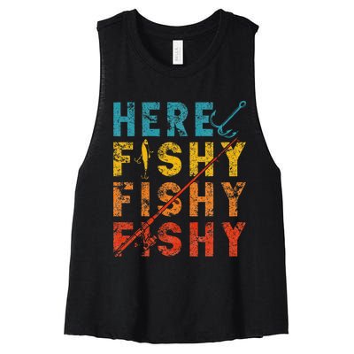 Fisher Fish Fishermen Bait Fishing Rod Women's Racerback Cropped Tank