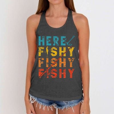 Fisher Fish Fishermen Bait Fishing Rod Women's Knotted Racerback Tank