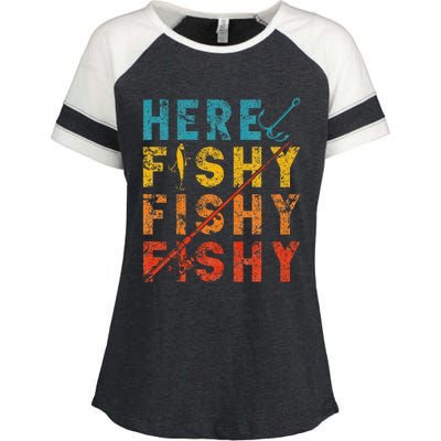 Fisher Fish Fishermen Bait Fishing Rod Enza Ladies Jersey Colorblock Tee