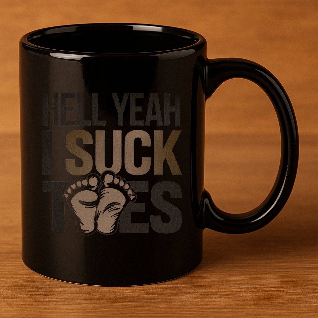 Funny Foot Fetish Sucking Toes Joke Hell Yeah I Suck Toes 11oz C Handle Ceramic Mug
