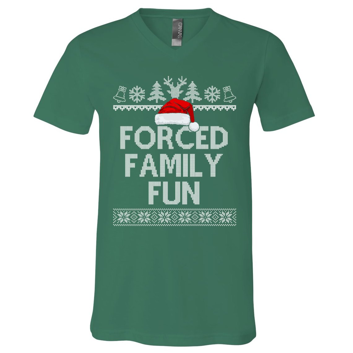 Forced Family Fun Christmas Holiday V-Neck T-Shirt