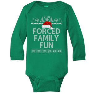 Forced Family Fun Christmas Holiday Baby Long Sleeve Bodysuit