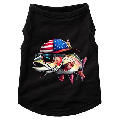 Funny Fishing & Fisherman Rainbow Trout American Flag Doggie Tank