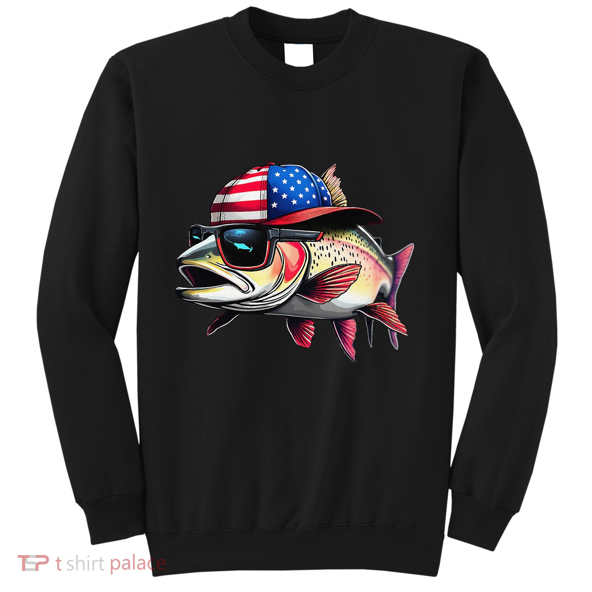 Funny Fishing & Fisherman Rainbow Trout American Flag Sweatshirt