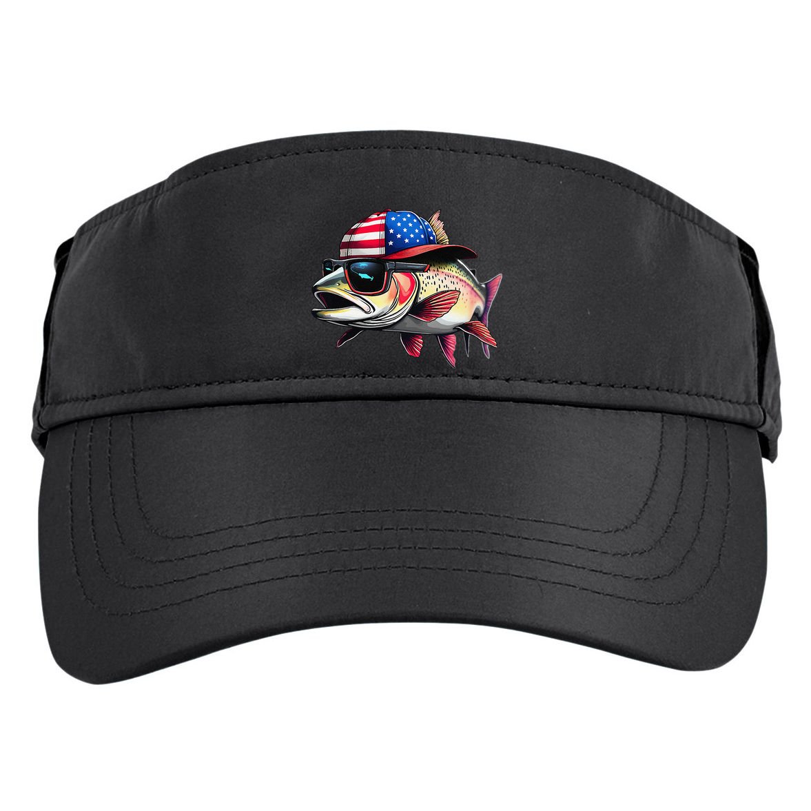 Funny Fishing & Fisherman Rainbow Trout American Flag Adult Drive Performance Visor