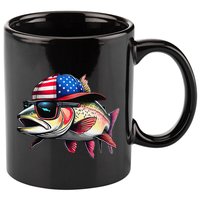 Funny Fishing & Fisherman Rainbow Trout American Flag 11oz C Handle Ceramic Mug