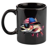 Funny Fishing & Fisherman Rainbow Trout American Flag 11oz C Handle Ceramic Mug