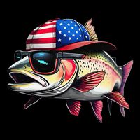 Funny Fishing & Fisherman Rainbow Trout American Flag Drawstring Bag