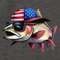 Funny Fishing & Fisherman Rainbow Trout American Flag Vector Backpack
