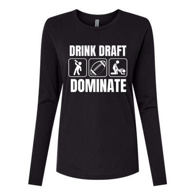 Funny Fantasy Football Drink Draft Dominate Womens Cotton Relaxed Long Sleeve T-Shirt