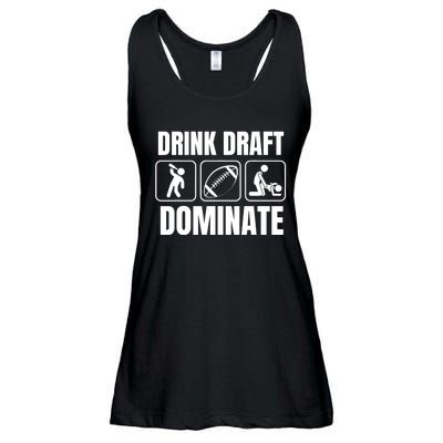 Funny Fantasy Football Drink Draft Dominate Ladies Essential Flowy Tank