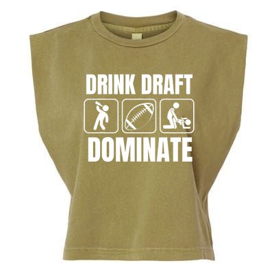 Funny Fantasy Football Drink Draft Dominate Garment-Dyed Women's Muscle Tee