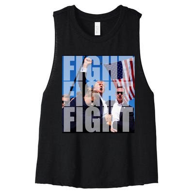 Fight Fight Fight For Donald Trump 2024 Usa Election Voting Women's Racerback Cropped Tank