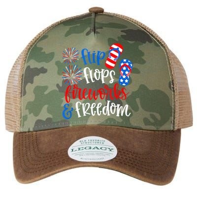 Flip Flops Fireworks And Freedom 4th Of July Us Flag Legacy Tie Dye Trucker Hat