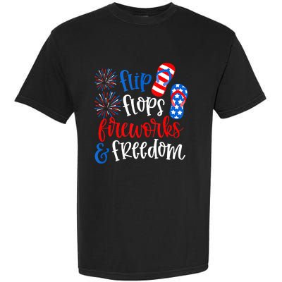 Flip Flops Fireworks And Freedom 4th Of July Us Flag Garment-Dyed Heavyweight T-Shirt