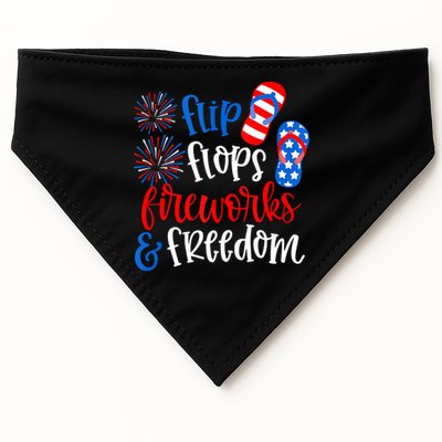 Flip Flops Fireworks And Freedom 4th Of July Us Flag USA-Made Doggie Bandana