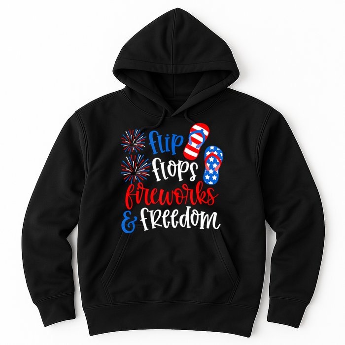 Flip Flops Fireworks And Freedom 4th Of July Us Flag Hoodie