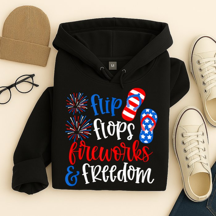 Flip Flops Fireworks And Freedom 4th Of July Us Flag Hoodie