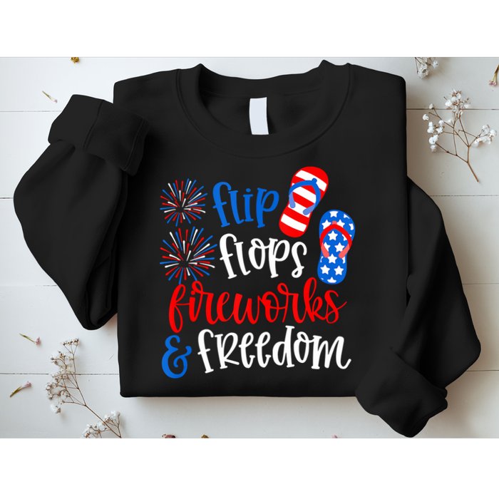 Flip Flops Fireworks And Freedom 4th Of July Us Flag Sweatshirt