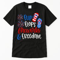 Flip Flops Fireworks And Freedom 4th Of July Us Flag Tall T-Shirt