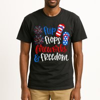 Flip Flops Fireworks And Freedom 4th Of July Us Flag Tall T-Shirt