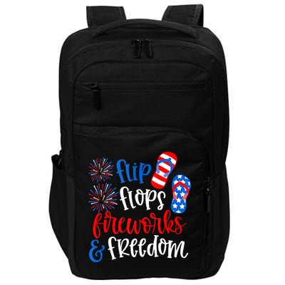 Flip Flops Fireworks And Freedom 4th Of July Us Flag Impact Tech Backpack