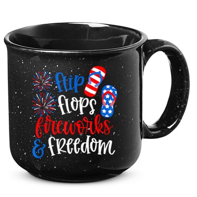 Flip Flops Fireworks And Freedom 4th Of July Us Flag 15oz Campfire Ceramic Mug