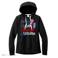 Flip Flops Fireworks And Freedom 4th Of July Us Flag Women's Fleece Hoodie