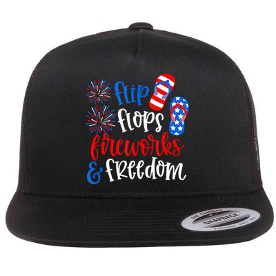 Flip Flops Fireworks And Freedom 4th Of July Us Flag Flatbill Hat
